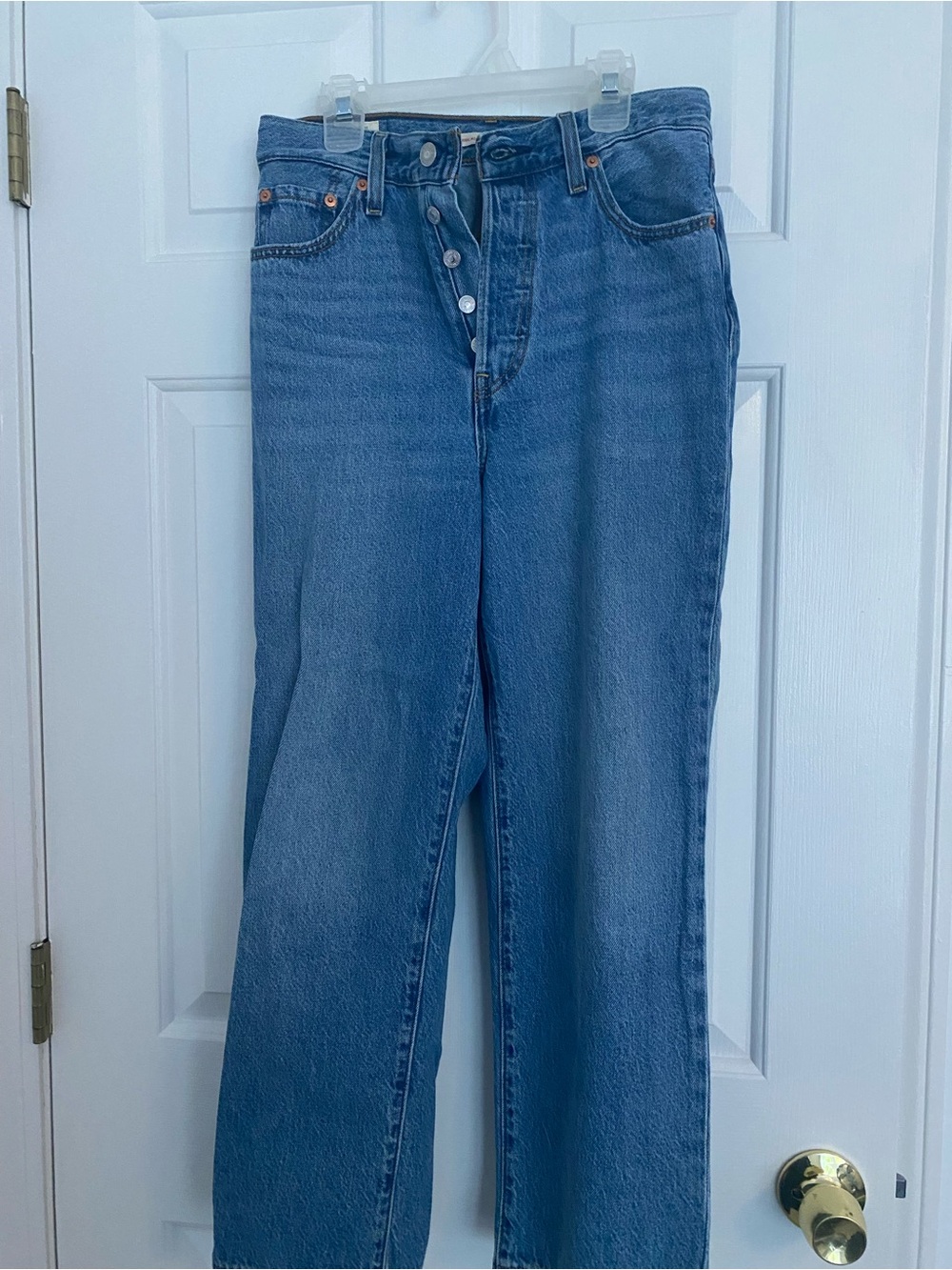 Levi's Ribcage Medium Blue High-Rise Straight Leg Jeans